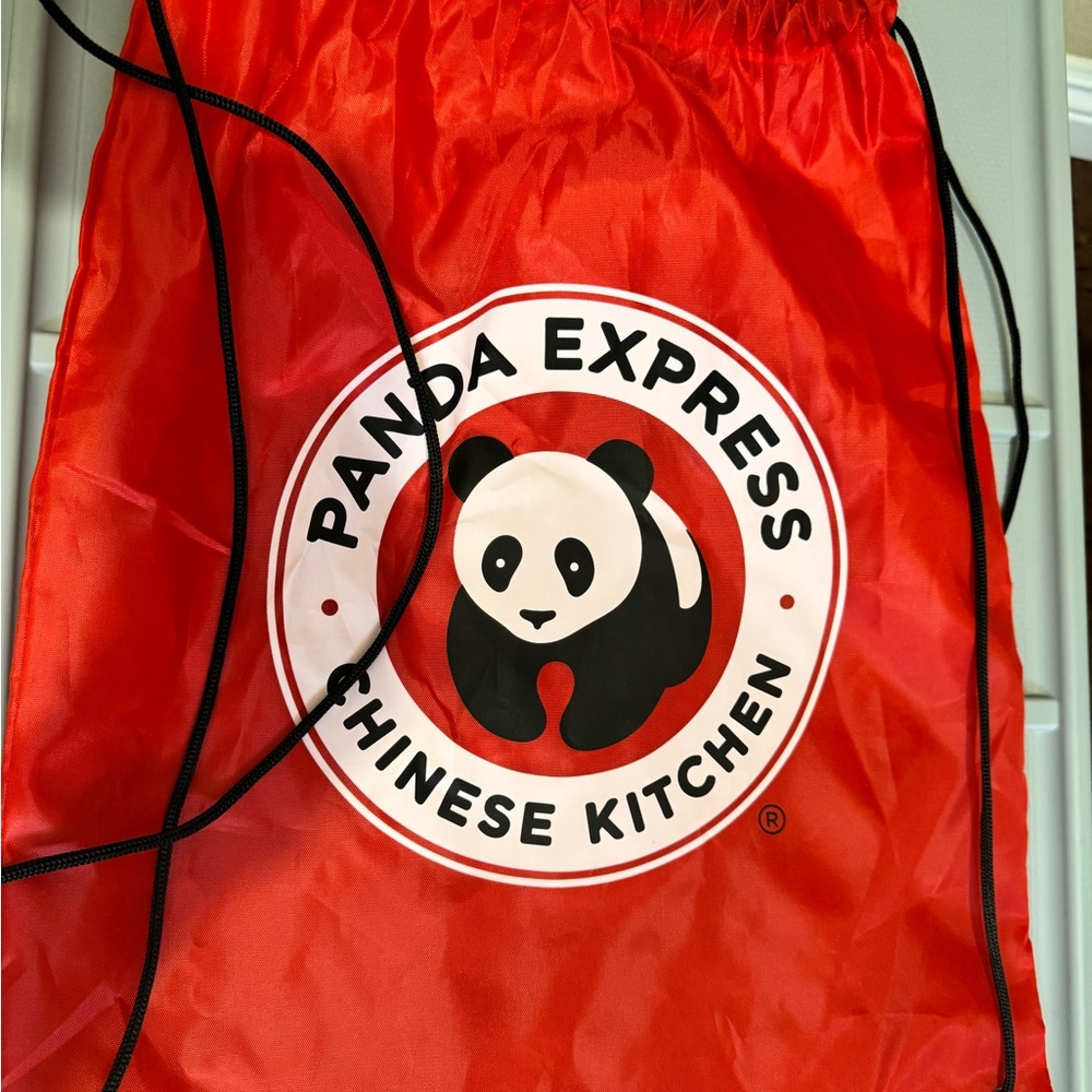 Panda Express Red Drawstring Bag Bucket hat pencil box fortune cookie NEW